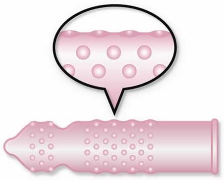 Japan Medical Usu-Pita Deluxe 乳膠安全套結構示意圖,Condom 展示獨特螺紋與顆粒設計,提供更佳貼合感