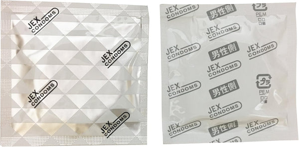 JEX 激凸點持久型安全套單片包裝,Condom 簡約設計並清楚標示品牌 LOGO,確保使用者辨識度