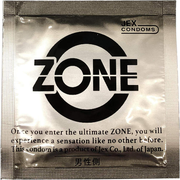 JEX ZONE 安全套外包裝,銀色設計強調 Condom 極致舒適與高品質體驗。