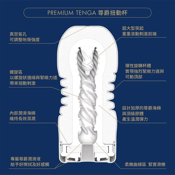 PREMIUM TENGA ROLLING HEAD CUP 飛機杯 內部結構設計展示,帶來螺旋刺激與彈性旋轉杯體設計。