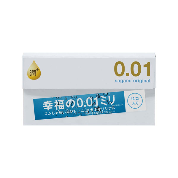 Sagami Original 相模原創 0.01 極潤 Extra Lubricated PU 安全套 Condom 12 片裝正面包裝,標示極潤配方與 0.01mm 超薄設計。