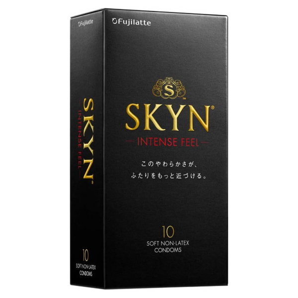 SKYN INTENSE FEEL iR 非乳膠安全套 PI condom 右側包裝角度,展現品牌高質感外盒。
