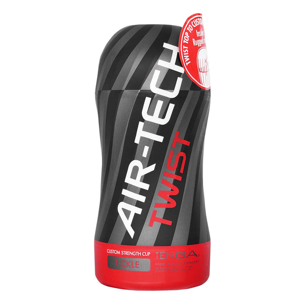 TENGA AIR-TECH TWIST TICKLE 飛機杯正面展示,帶有紅色與黑色經典配色設計。