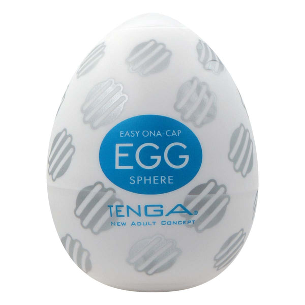 TENGA EGG SPHERE 飛機蛋 包裝正面展示,標示產品名稱與品牌標誌,設計簡約時尚。