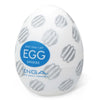 TENGA EGG SPHERE 飛機蛋 側視圖,展示蛋形外觀與灰色條紋設計,攜帶方便且易於收藏。