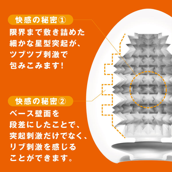TENGA EGG STARRY 內部紋理特寫實拍圖,清晰呈現星型突起排列與段差結構,展現粒粒刺激感受