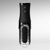 TENGA FLIP 0 ZERO Electronic Vibrotation 電動旋轉震動器安裝完成,展示流線型黑色設計及內部膠體結構。