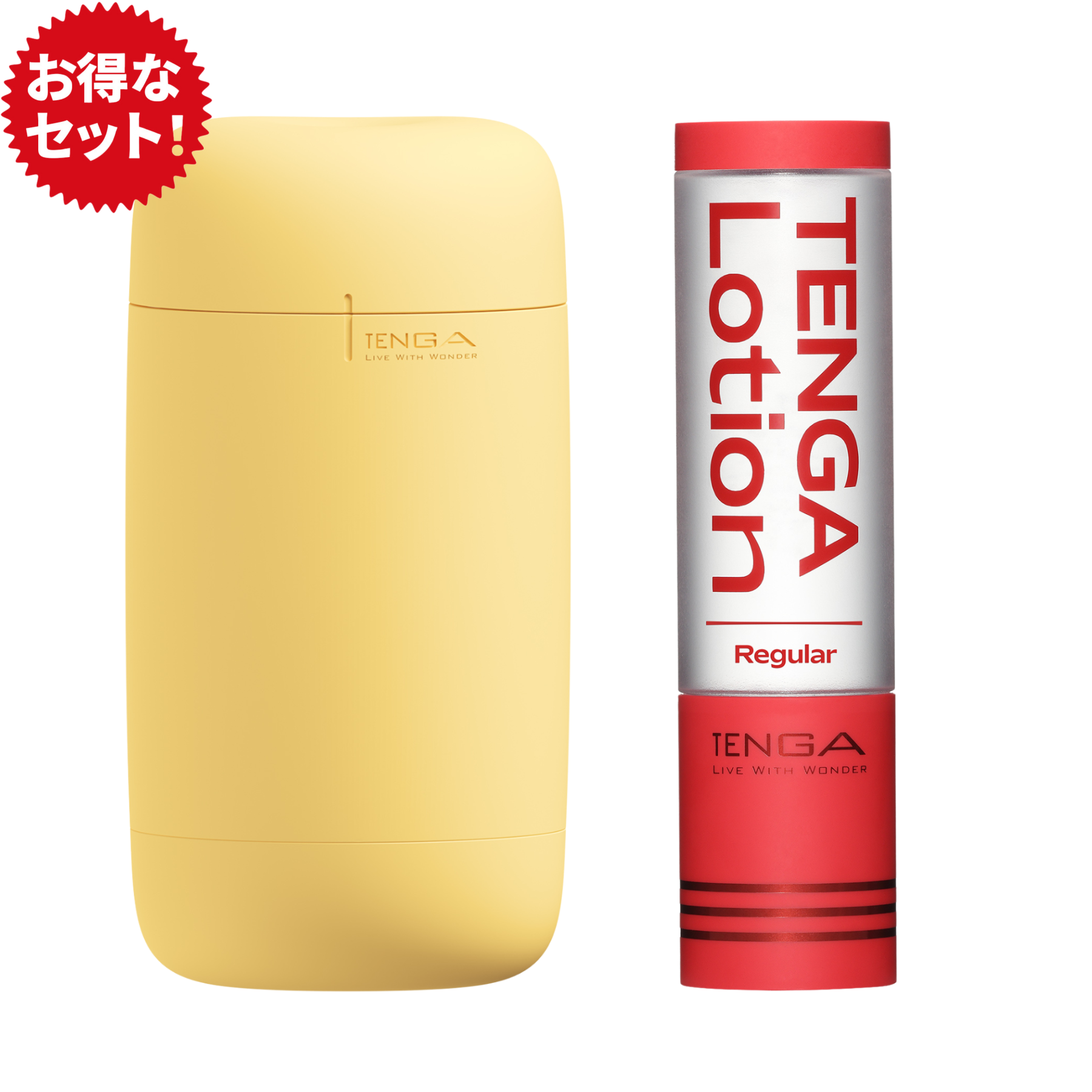 TENGA Puffy Custard Yellow 與 TENGA Lotion Regular 組合套裝,結合柔滑設計與經典潤滑配方,帶來溫暖舒適的極致體驗。