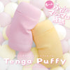 Tenga Puffy Custard Yellow 與 Strawberry Pink 並列展示,柔軟系列產品。