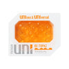 TENGA UNI TOPAZ 黃寶石主視圖,清晰展示產品的六角形外包裝與內部的圓形紋理結構。