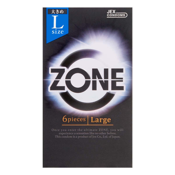 JEX ZONE Large 安全套 6 片裝,Condom 正面包裝設計,適合需要大碼尺寸的使用者