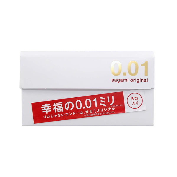 相模原創 Sagami 0.01 PU 安全套 5 片裝正面,標示 0.01mm 超薄設計,提供自然貼合與高強度 PU 材質。
