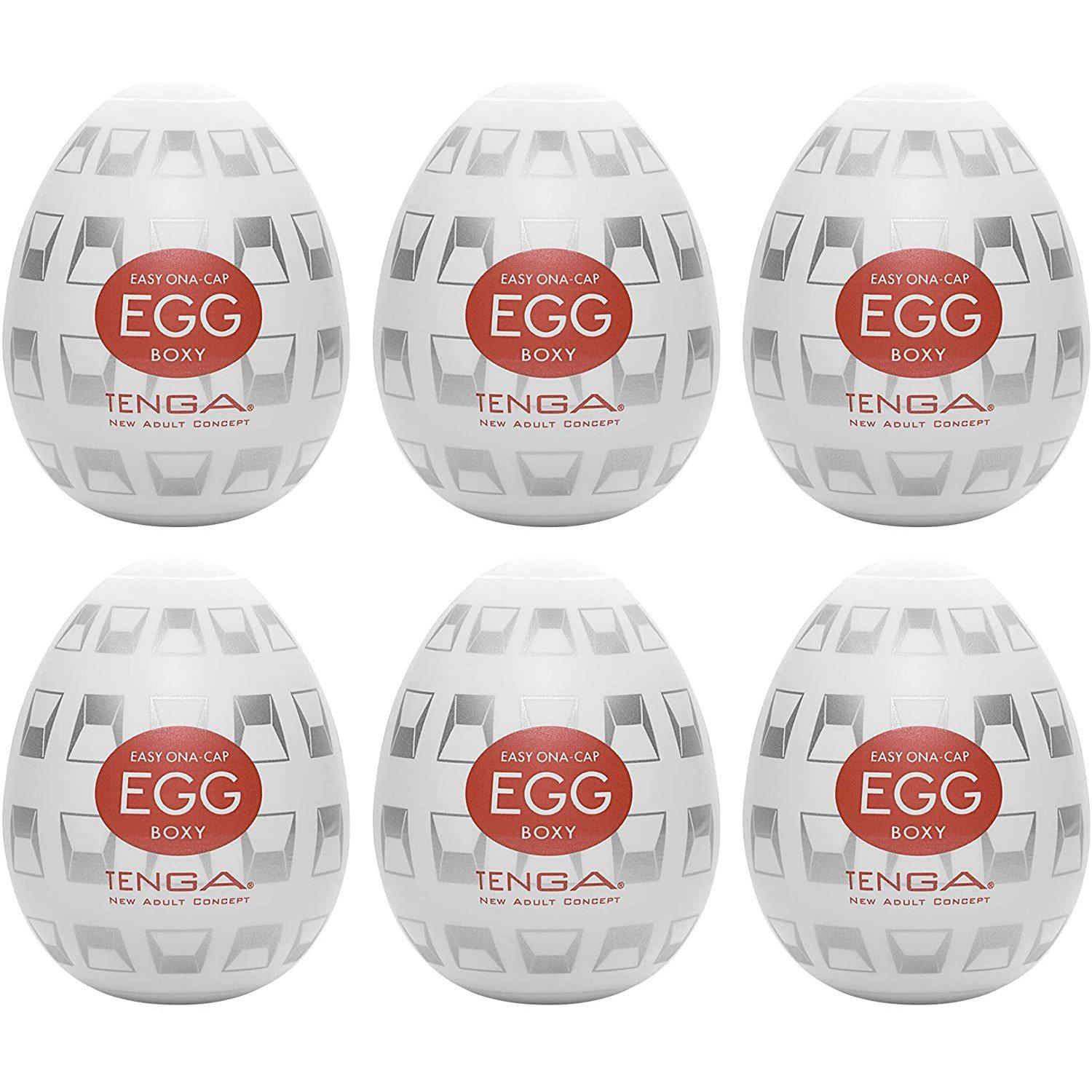 TENGA EGG Boxy 飛機蛋六入套裝,內部方格立體設計提供多重刺激感,適合便捷使用與享受多層次快感。
