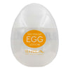 TENGA EGG LOTION 正面圖,透明蛋型設計,印有橙色標籤,易於使用與儲存。