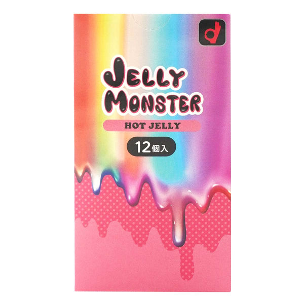 Jelly Monster Hot Jelly 日本版安全套正面包裝，色彩繽紛設計，12片裝