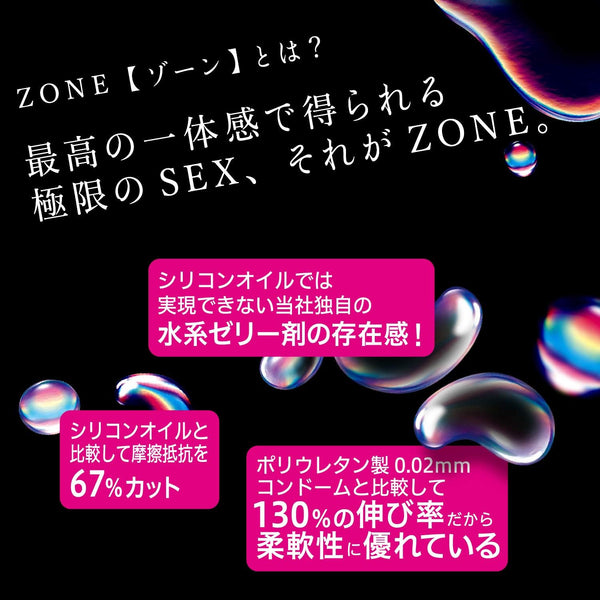 JEX ZONE 安全套使用水性果凍潤滑劑，相比矽油降低 67% 摩擦，Condom 提高 130% 延展性。