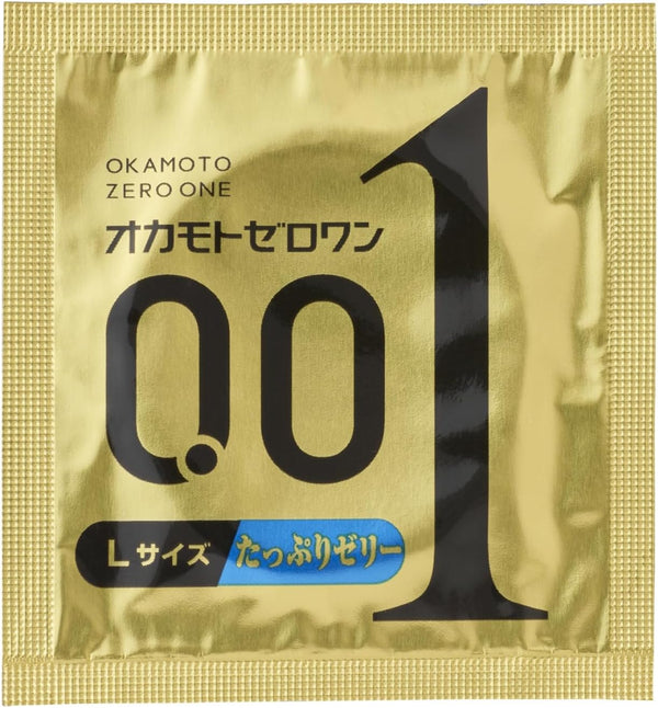 岡本 Okamoto 0.01 大碼 L Size 潤滑加量安全套 Condom 3片裝 - 特寫細節圖