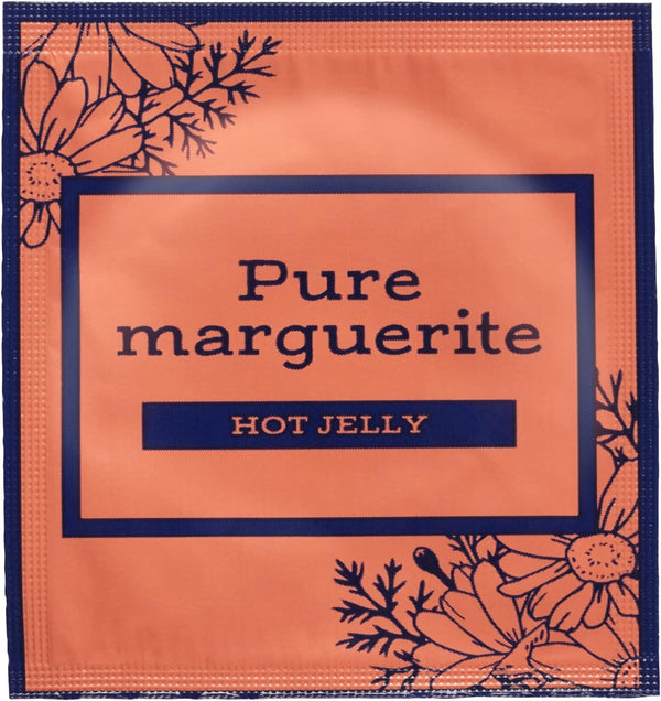 岡本 Okamoto Pure Marguerite HOT JELLY 安全套 Condom 單片包裝，粉色設計，專為溫暖觸感打造。