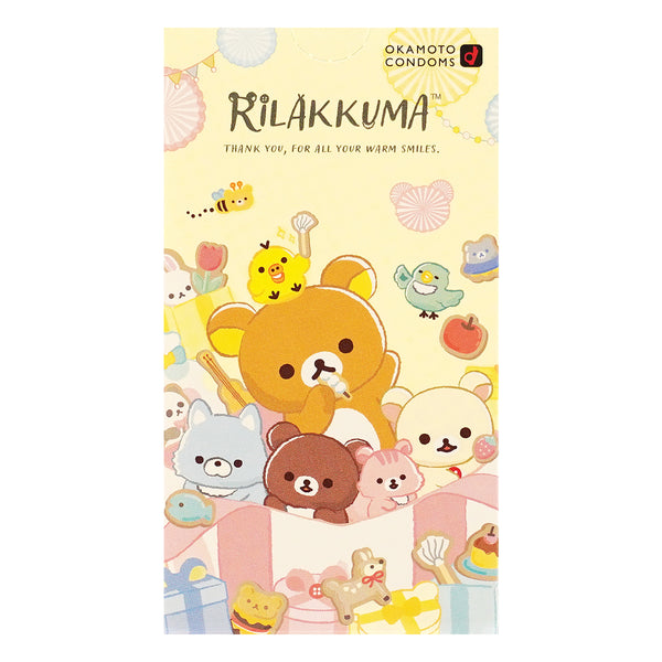 Okamoto 岡本 Rilakkuma 鬆弛熊潤滑加量安全套 正面包裝，可愛設計，Okamoto 含豐富潤滑劑