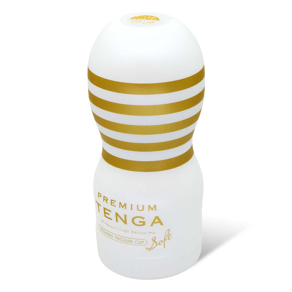 PREMIUM TENGA ORIGINAL VACUUM CUP SOFT 飛機杯 主視圖，展示杯身完整外觀及高雅設計，專為柔軟舒適體驗而打造。