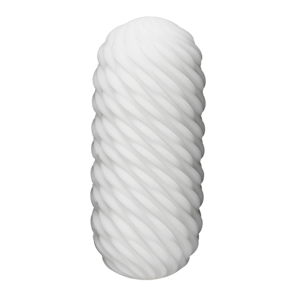 TENGA 3Dx FLOW 飛機杯內部螺旋流動紋理設計，細密波浪結構帶來連續順暢刺激