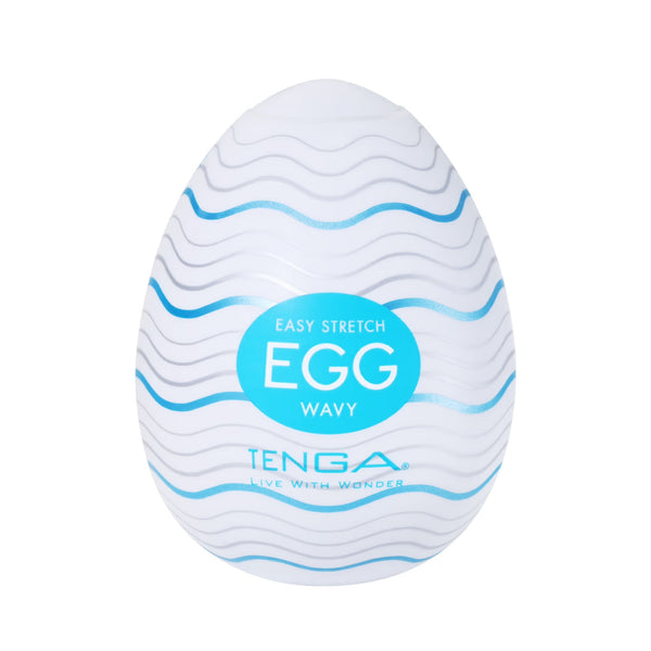 TENGA EGG WAVY 飛機蛋 2025 新版包裝正面照，展示藍色波浪設計與全新系列標誌