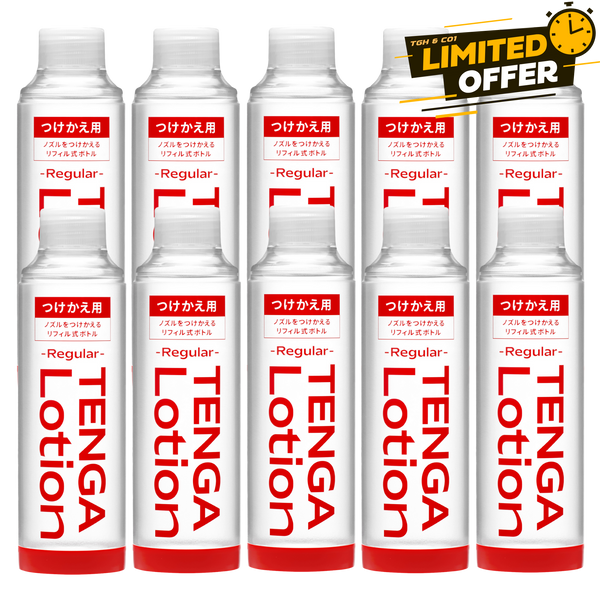 TENGA Lotion Regular Refill 十支優惠裝，專為長期使用設計，經濟實惠，環保省塑膠，重複使用原有TENGA樽嘴和樽蓋，長效潤滑體驗。