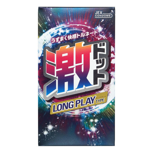JEX 激凸點持久型安全套正面包裝｜Condom 充滿科幻感的設計，強調螺旋凸點技術與增強持久力的特殊潤滑劑。