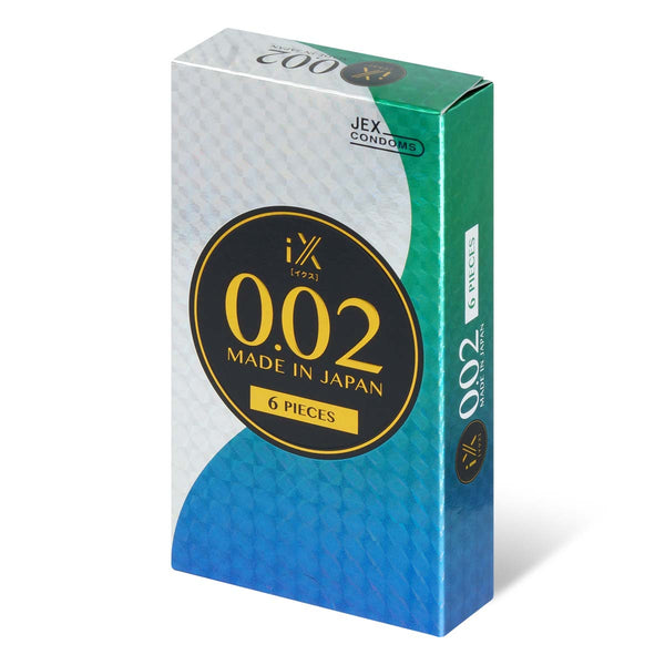 JEX iX 0.02 超薄 PU 安全套 6 片裝，主視角展示，Condom 極致輕薄、貼合舒適，提供高品質的親密體驗。