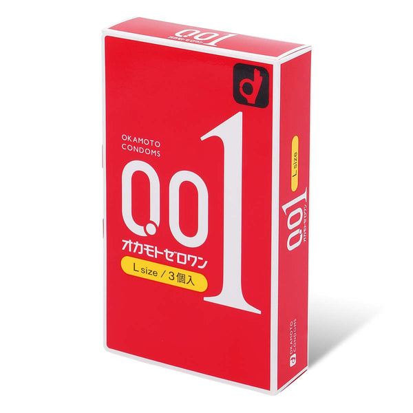 岡本 Okamoto 0.01 L Size 大碼安全套 Condom 3片裝 – 貼合舒適，0.01mm 超薄設計，提供更自然的親密體驗。