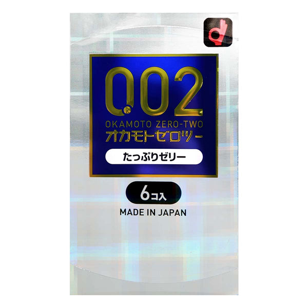 岡本 Okamoto 0.02 潤滑加量安全套 Condom 正面包裝，6 片裝，日本製造