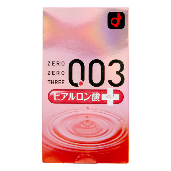 岡本 0.03 透明質酸 安全套 condom 10 片裝正面，極致超薄，提供額外潤滑，提升舒適度