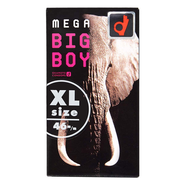 岡本 Okamoto Mega Big Boy XL 安全套 46mm 正面包裝，適合加大碼需求的使用者 condom