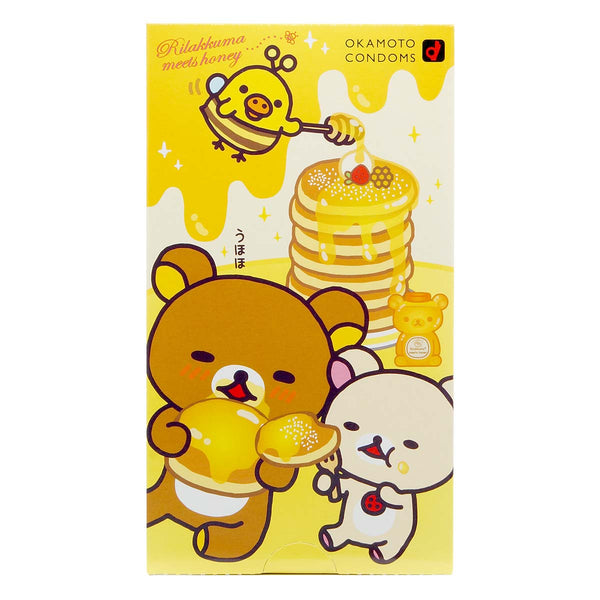 Okamoto 岡本 Rilakkuma 鬆弛熊 安全套前視圖，可愛設計搭配蜂蜜鬆餅主題